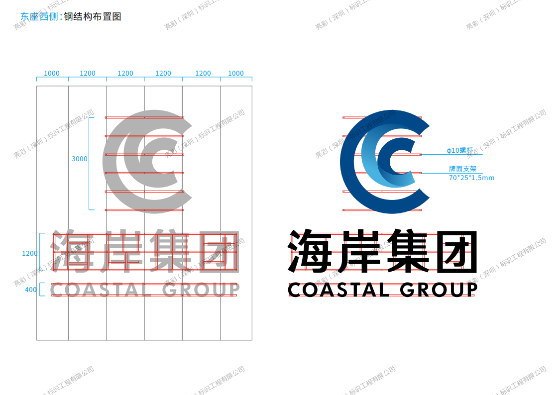海岸城西座楼体标识发光字设计方案